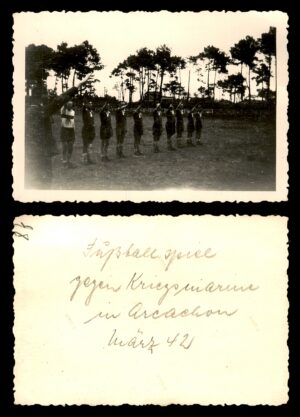 לוט 160 – צילום מקורי מלחמת עולם משחק כדורגל מול הקריגסמרינה, ארקשון, צרפת, מרץ 1942 | Lot 160 – Original WWII Photograph – Football Match vs. Kriegsmarine, Arcachon, France, March 1942