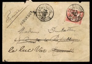לוט 187 – מעטפה סלוניקי – דואר צרפתי בלבנט, פקבוט מסז'רי מריטים | Lot 187 – Salonika Cover – French Levant Post, Paquebot Messageries Maritimes