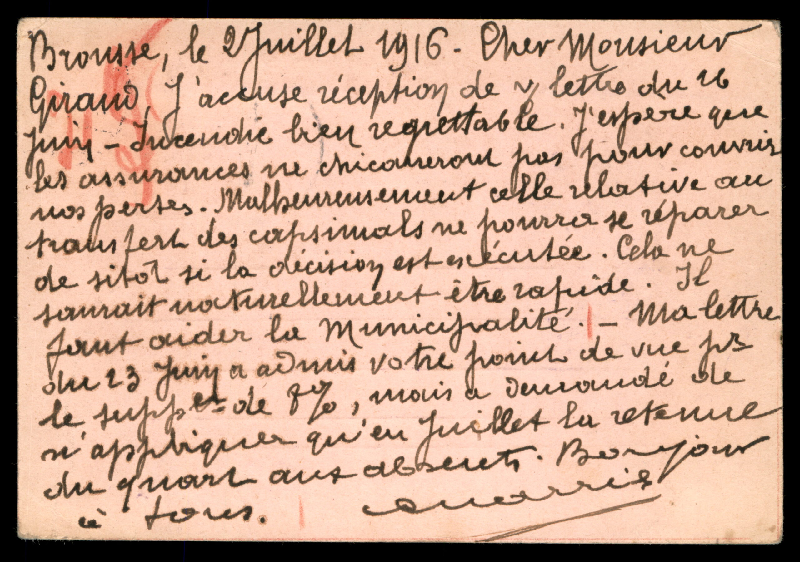 לוט 206 – גלויה דואר עות'מאני – ברוסה לפרה קונסטנטינופול, מלחמת העולם הראשונה 1916 | Lot 206 – Ottoman Postal Stationery – Brousse to Pera Constantinople, WWI 1916 – תמונה 3