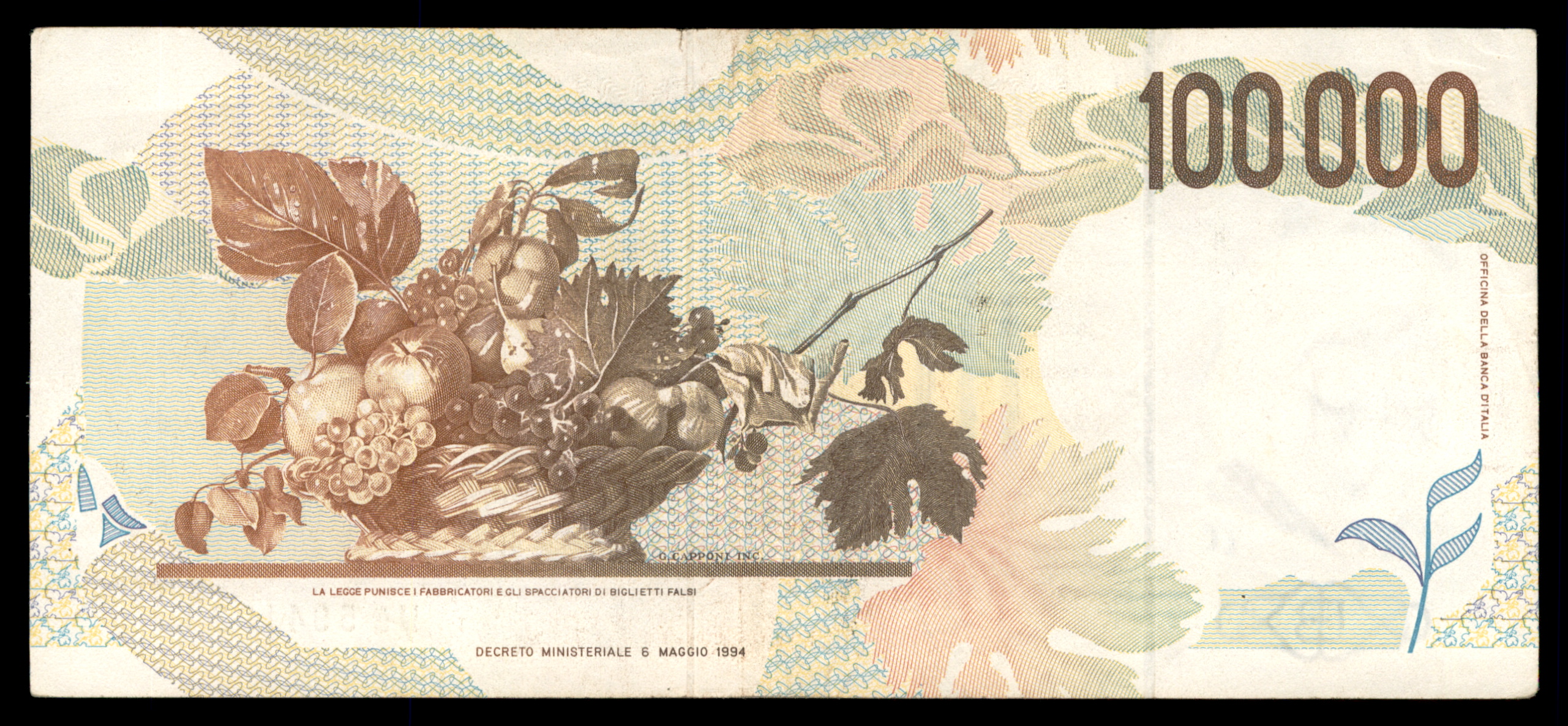 לוט 215 – שטרות איטליה – 100,000 לירה, קרוואג'ו, בנקו ד'איטליה | Lot 215 – Italy Banknotes – 100,000 Lire, Caravaggio, Banca d'Italia – תמונה 19