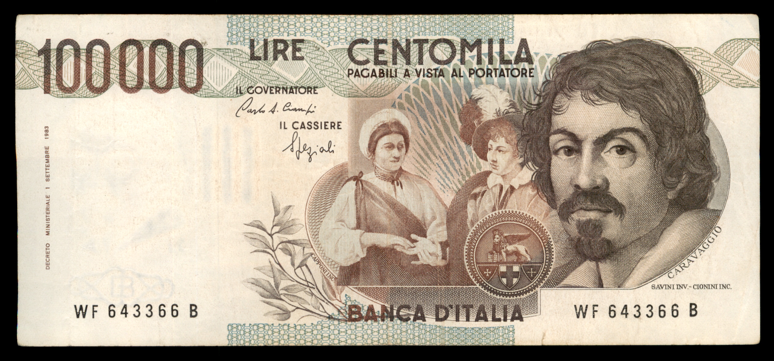לוט 215 – שטרות איטליה – 100,000 לירה, קרוואג'ו, בנקו ד'איטליה | Lot 215 – Italy Banknotes – 100,000 Lire, Caravaggio, Banca d'Italia – תמונה 20
