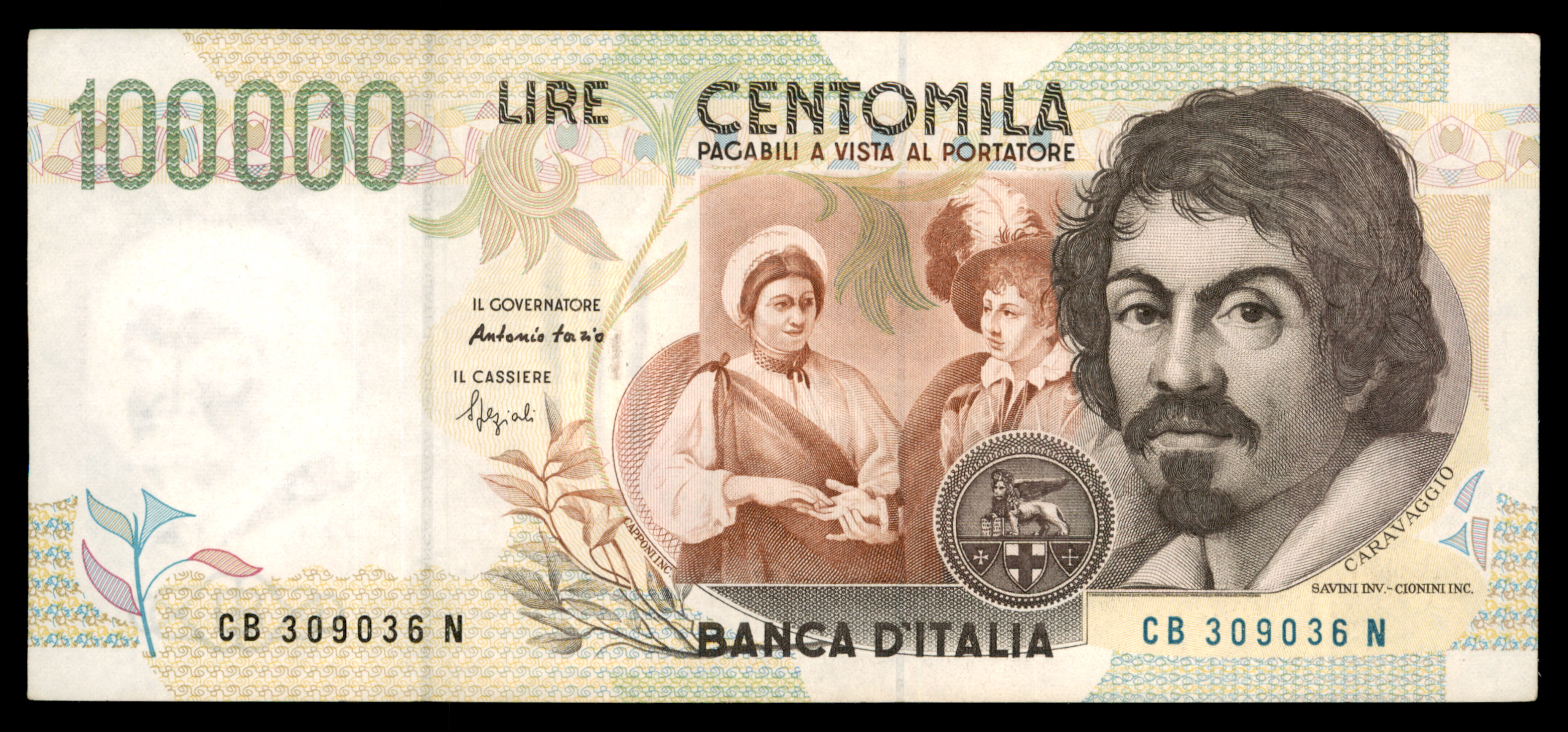 לוט 215 – שטרות איטליה – 100,000 לירה, קרוואג'ו, בנקו ד'איטליה | Lot 215 – Italy Banknotes – 100,000 Lire, Caravaggio, Banca d'Italia – תמונה 6