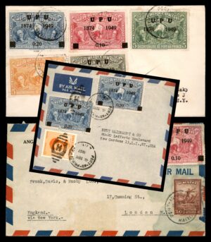 Lot 38 – Haiti UPU 75th Anniversary Covers (1949): 2 Airmail Covers | מכתבי דואר אוויר האיטי UPU 1949
