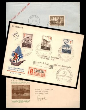 Lot 37 – Finland Covers Collection: FDC, British Trade Fair 1957, Kristinestad | מכתבי פינלנד: FDC, תערוכת מסחר בריטית 1957, קריסטינסטד