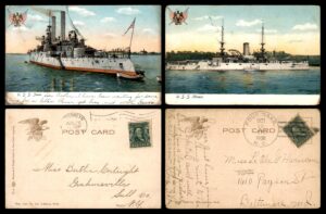 Lot 24 - USA Battleship Postcards: USS Iowa and USS Illinois, c.1900s | גלויות ספינות מלחמה אמריקאיות: USS Iowa ו-USS Illinois